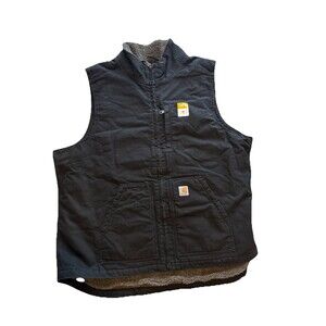 Carhartt Sherpa Lined Black Vest Men’s Size-XXL Tall Outdoor Workwear nWOT